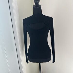 Planet Gold Black Cutout Long Sleeve Top